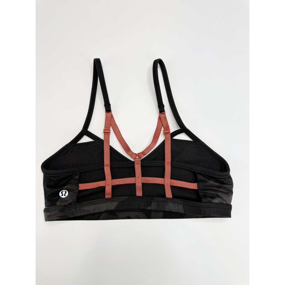 Lululemon Seek The Heat Activewear Sports Bra Size 4 Black Red Strappy